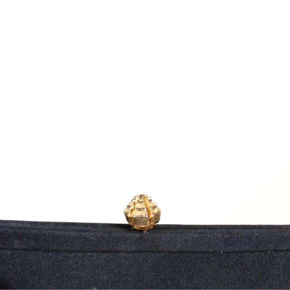 Vintage 1960s Navy Blue Convertible Clutch Gold Chain Handle & Snap Closure - Picture 10 of 12